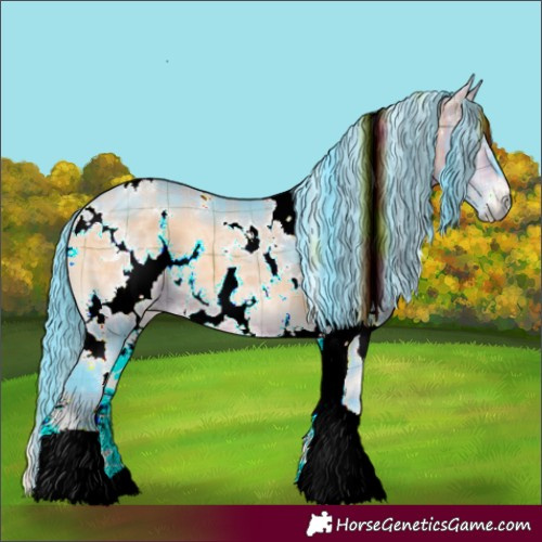 Horse Color:Watercolor Plaid White Spotted Bay Ice Onyx
