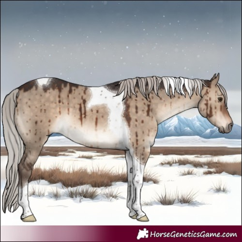 Horse Color:Silver Brown Dun Tobiano Brindle 