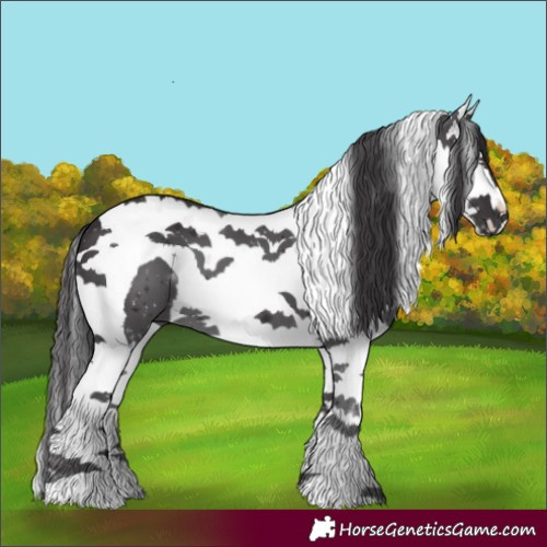 Horse Color:Smoky Black Chinchilla Splash Tobiano