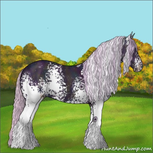 Horse Color:Watercolor White Spotted Midnight Silver Black Ice Sabino 