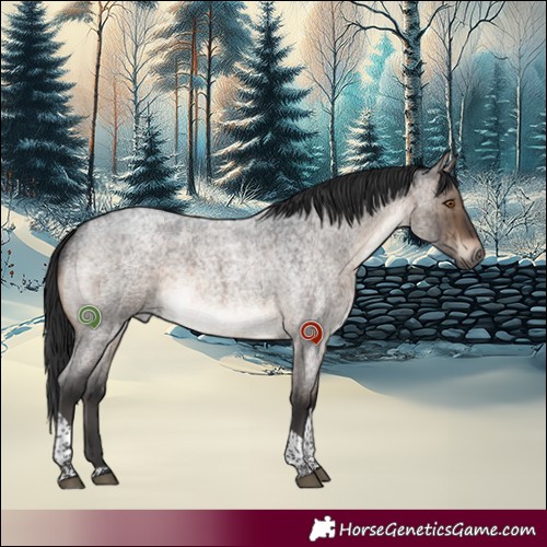 Horse Color:Brown Roan Dun Tobiano Brindle 