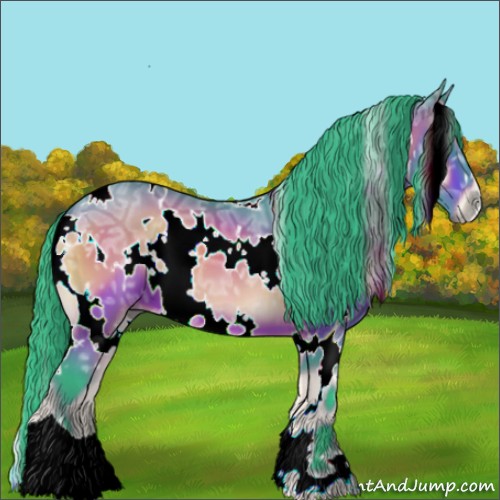 Horse Color:Watercolor White Spotted Bay Ice Onyx 