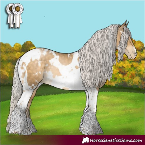 Horse Color:White Spotted Silver Buckskin Pearl Tobiano