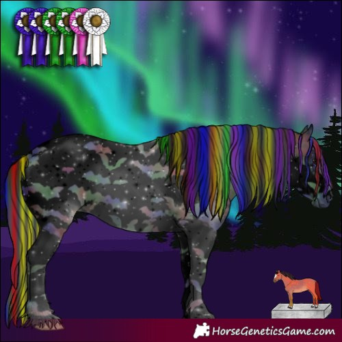 Horse Color:Void Painted Nacre Black Tobiano Frame
