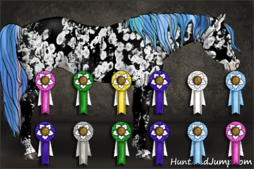 Horse Color:Painted White Spotted Black Ice Splash Tobiano Leopard  and Painted White Spotted Grullo Ice Splash Tobiano Leopard 