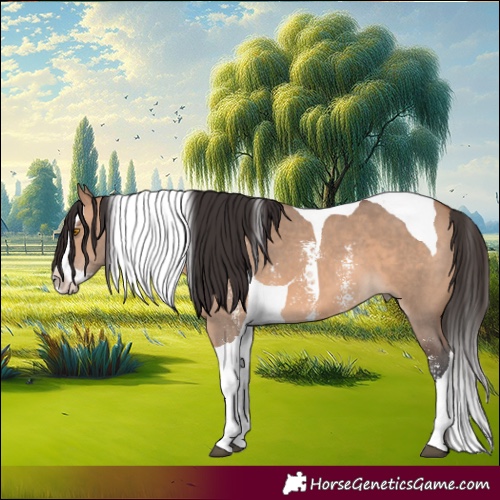Horse Color:Bay Dun Sabino Splash Tobiano 