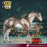 Horse Color:Silver Bay Pearl Dun Sabino Tobiano Rabicano and White Spotted Silver Smoky Black