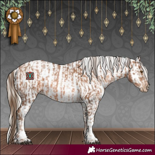 Horse Color:Brown Snowdrop Pearl Tobiano Rabicano  and Chocolate Palomino Snowdrop Sabino Splash Near Leopard 