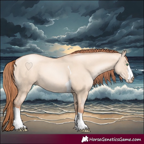 Horse Color:Classic Champagne Pearl Dun Sabino Tobiano