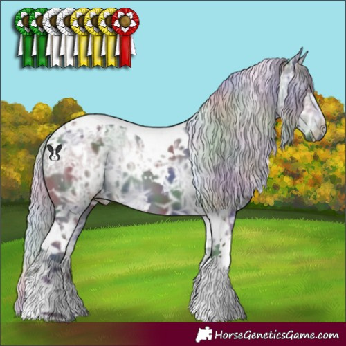 Horse Color:Nacre White Spotted Silver Black Chinchilla Ice Tobiano 