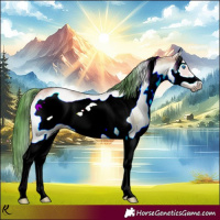 Horse Color:Watercolor White Spotted Bay Dun Splash Frame 