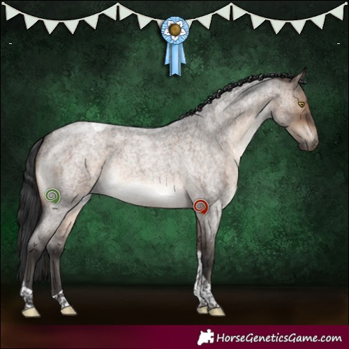 Horse Color:Brown Roan Dun Tobiano Brindle 