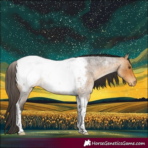 Horse Color:Buckskin Roan Tobiano Near Fewspot 