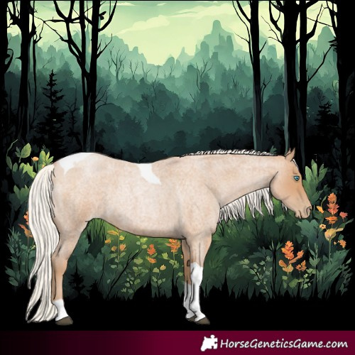 Horse Color:Silver Blue Roan Pearl Tobiano 