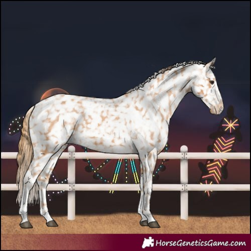Horse Color:Chestnut Tobiano Snowflake Varnish