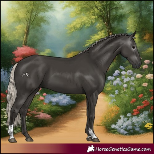 Horse Color:Gray Silver Black Tobiano 
