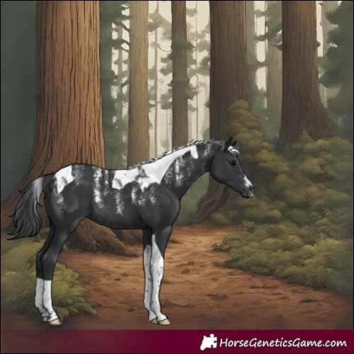 Horse Color:Powder White Black Tobiano Rabicano 