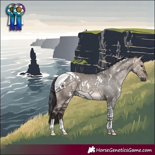 Horse Color:White Spotted Bay Dun Mushroom Tobiano 