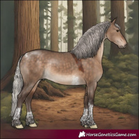 Horse Color:Silver Brown Dun Tobiano Rabicano