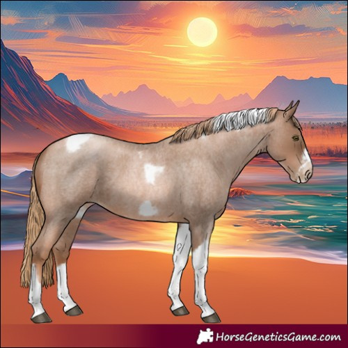 Horse Color:Liver Red Roan Pearl Tobiano Frame