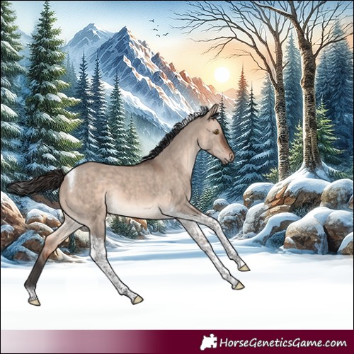 Horse Color:Bay Dun Mushroom Tobiano 