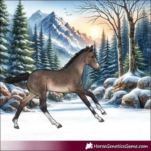 Horse Color:Brown Dun Tobiano 