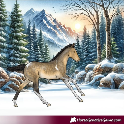 Horse Color:Buckskin Dun Mushroom Tobiano Brindle