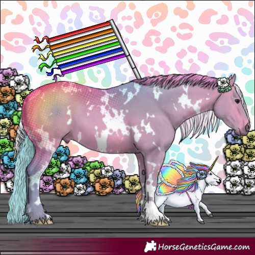 Horse Color:Watercolor White Spotted Silver Bay 