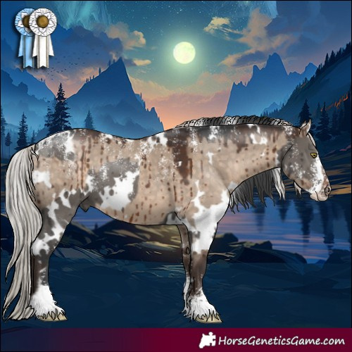 Horse Color:Powder White White Spotted Grullo Brindle  and Powder White White Spotted Silver Brown Dun Brindle 