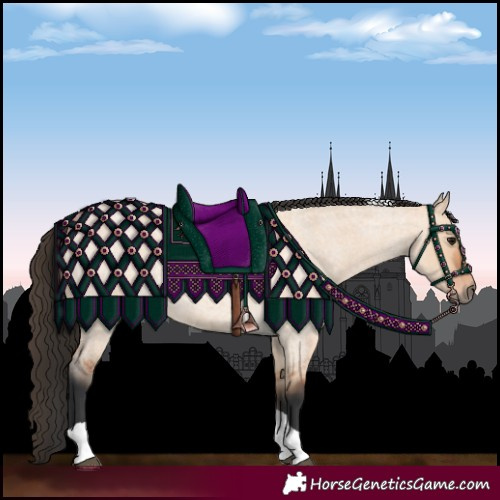 Horse Color:Bay Roan Dun Tobiano