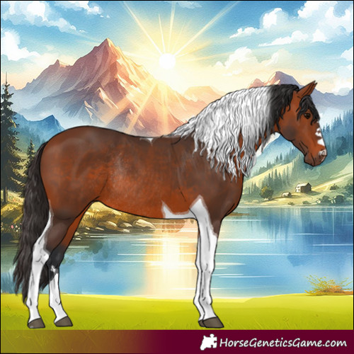 Horse Color:Bay Tobiano Rabicano 