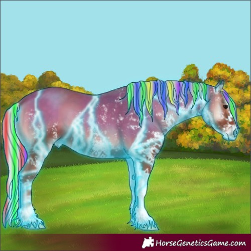 Horse Color:Painted Thunderstruck White Spotted Silver Blue Onyx 