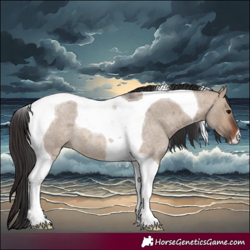 Horse Color:Brown Roan Dun Tobiano Rabicano