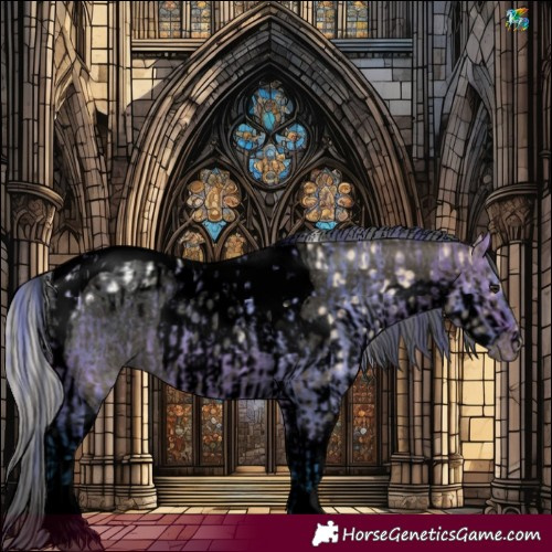 Horse Color:Void Watercolor Bay Ice Dun Tobiano Skewed LP Spotted Rabicano  and Void Watercolor Silver Amber Champagne Ice Pearl Dun Tobiano Skewed LP Spotted Rabicano 