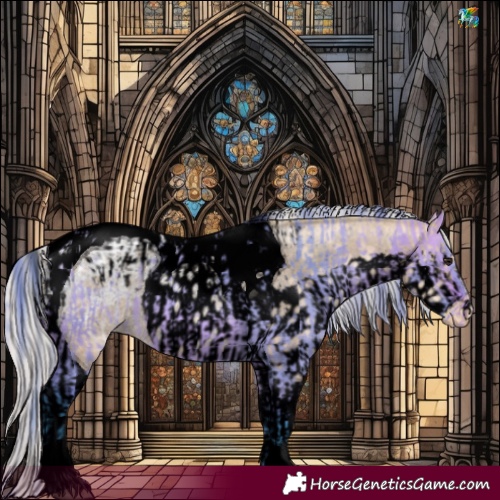 Horse Color:Void Watercolor Bay Ice Dun Tobiano Skewed Appaloosa Rabicano  and Void Watercolor Silver Amber Champagne Ice Pearl Dun Tobiano Skewed Appaloosa Rabicano 