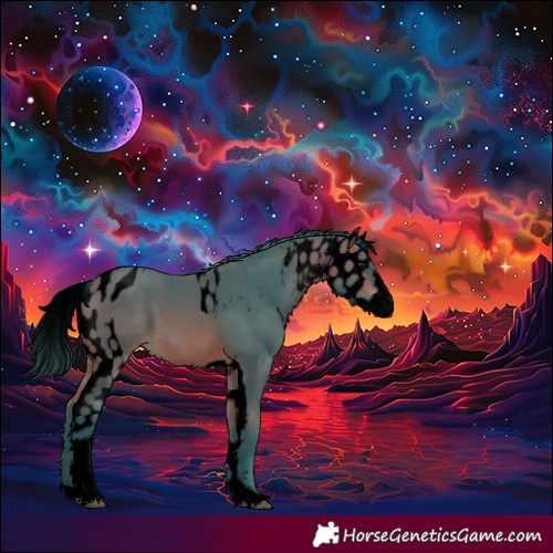 Horse Color:Void Watercolor Bay Tobiano Skewed Appaloosa Rabicano