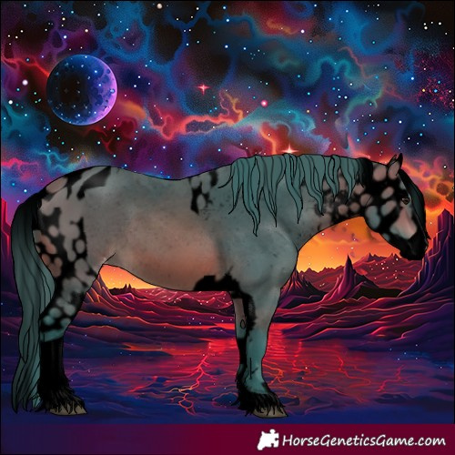 Horse Color:Void Watercolor Bay Tobiano Skewed Appaloosa Rabicano