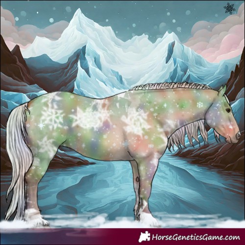 Horse Color:Nacre Silver Bay Ice Dun Tobiano