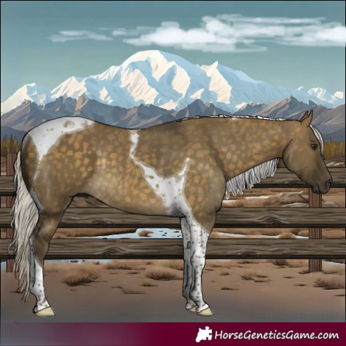 Horse Color:Silver Buckskin Dun Tobiano Rabicano
