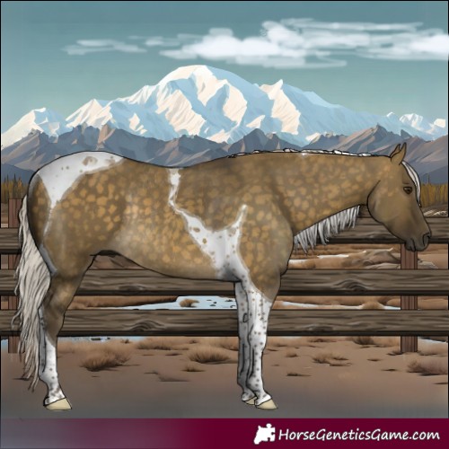 Horse Color:Silver Buckskin Dun Tobiano Rabicano 