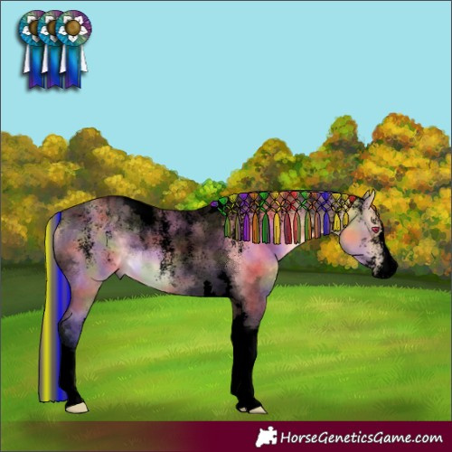 Horse Color:Powder White Void Painted Nacre Buckskin Dun Tobiano 