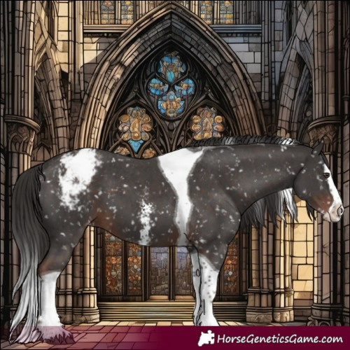 Horse Color:Liver Chestnut Sabino Splash Tobiano Snowflake Varnish