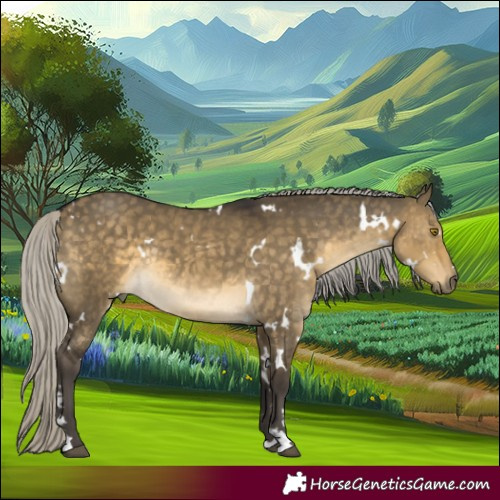 Horse Color:White Spotted Silver Buckskin Dun Rabicano