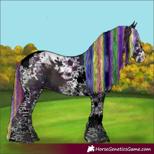 Horse Color:Painted Watercolor White Spotted Midnight Blue Onyx Ice Tobiano