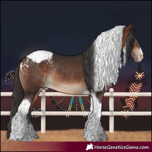 Horse Color:Bay Tobiano Varnish Rabicano 
