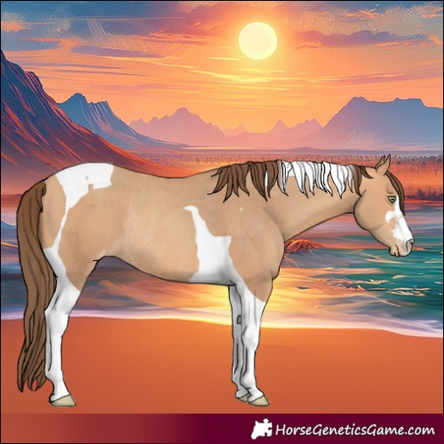 Horse Color:Amber Champagne Tobiano Varnish Rabicano 