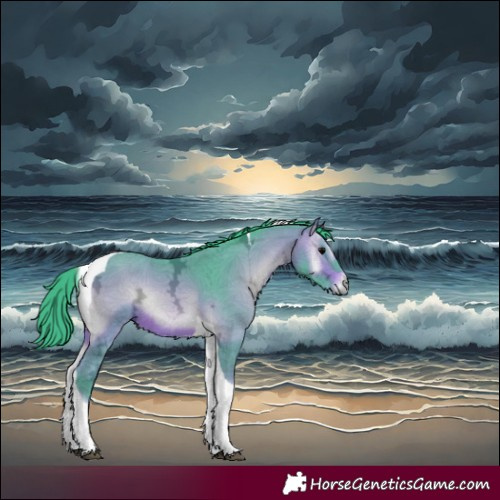 Horse Color:Watercolor Bay Ice Onyx Tobiano 