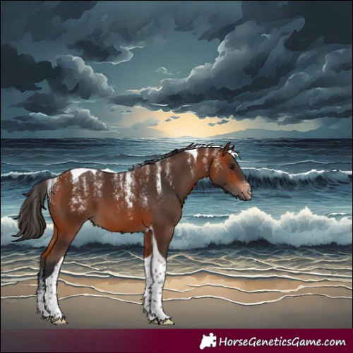 Horse Color:Powder White Bay Tobiano 