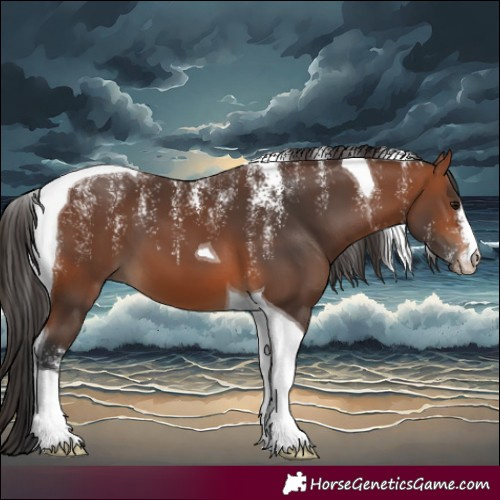 Horse Color:Powder White Bay Tobiano