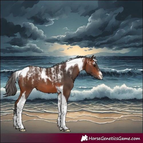 Horse Color:Powder White Bay Tobiano 